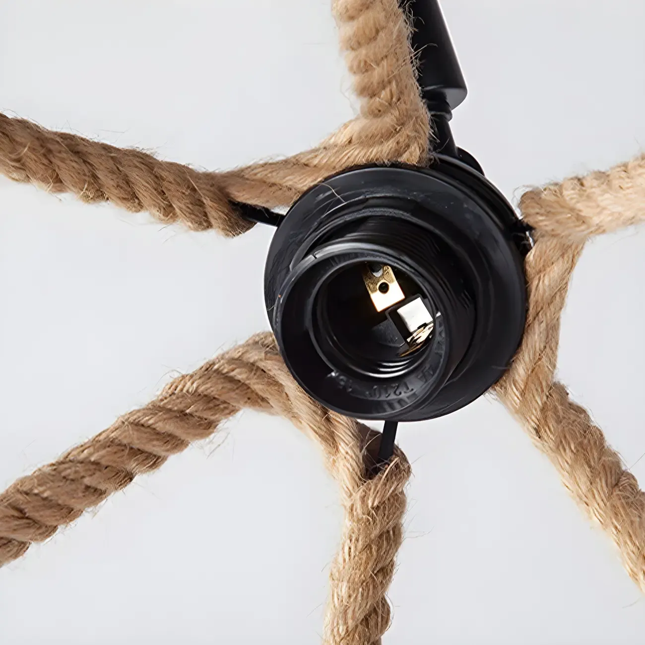 Industrial Rattan Black Metal Hemp Rope Pendant Light