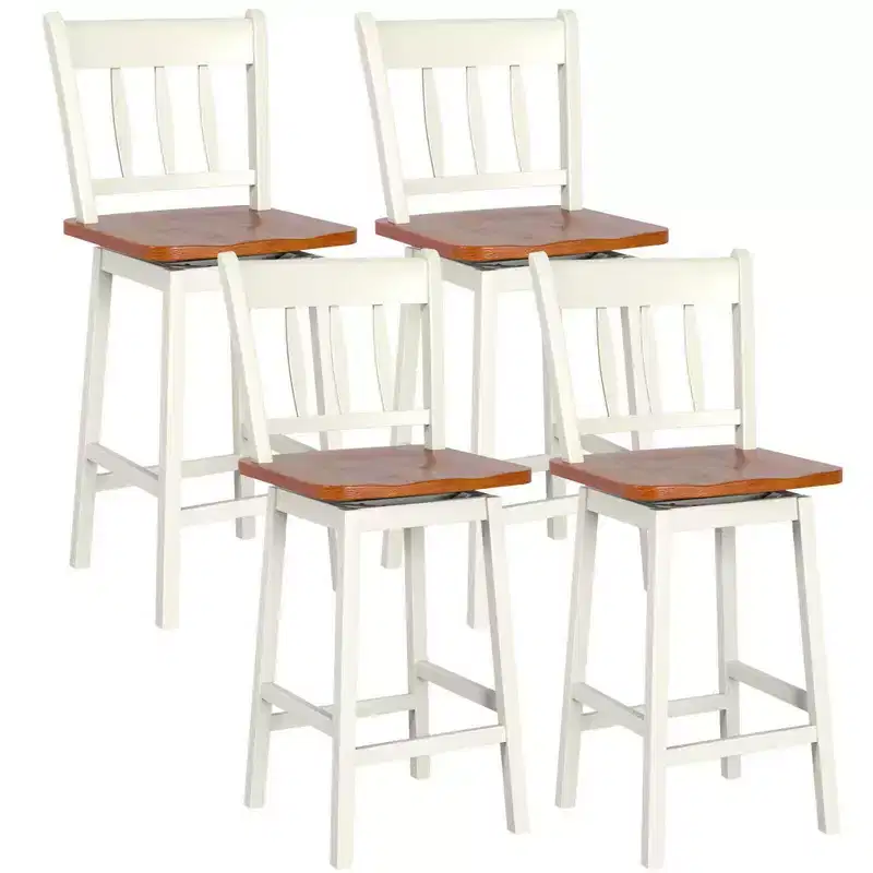 Costway 4PCS Bar Stool 24.5'' Swivel Counter Height Chair w/ Footrest