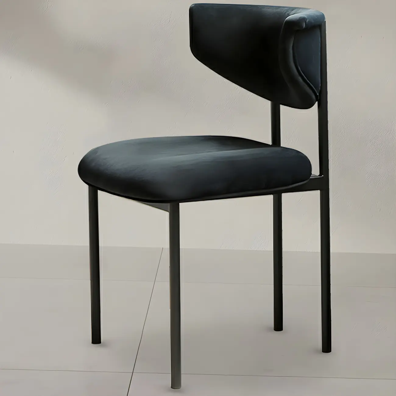 Upholstered Metal Legs Open Back Dining Chair