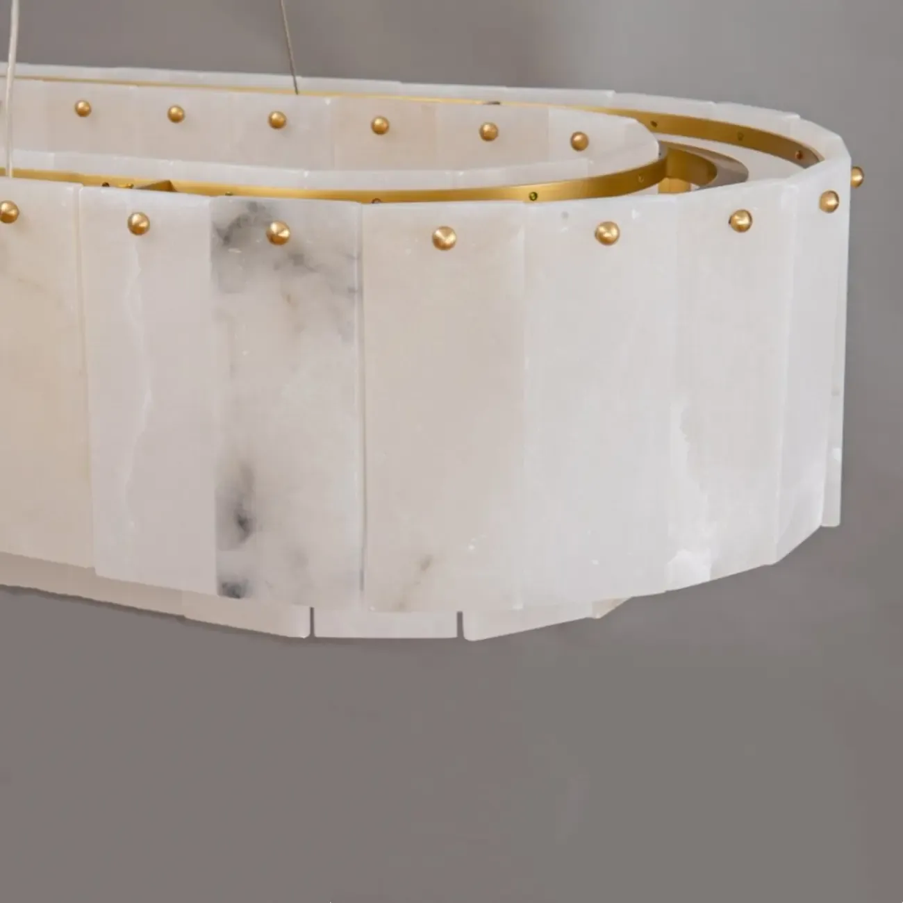 White Alabaster Brass Long Marble Island chandelier
