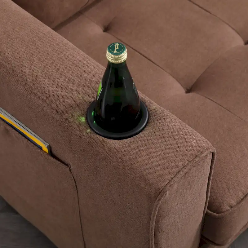 Foldable Tufted Loveseat with Pull Out Bed and Side Pockets