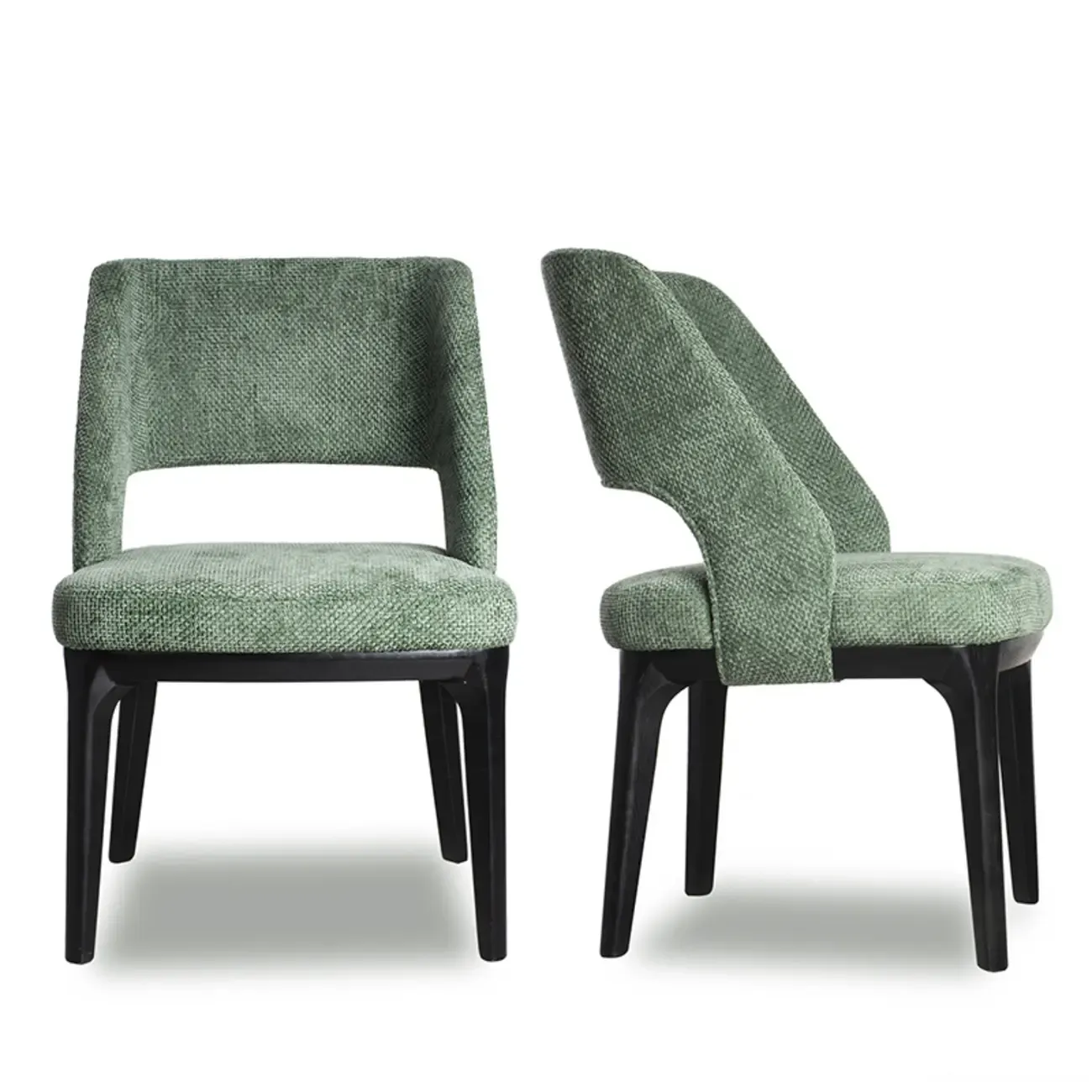Modern Green Cotton Linen Upholstered Dining Chair