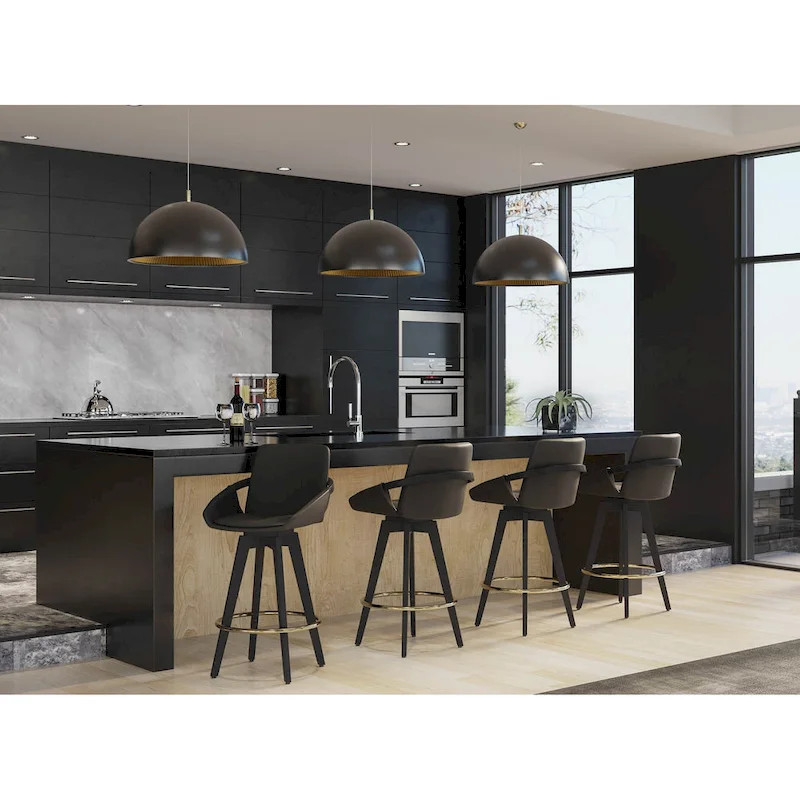 Carson Carrington Pugo Fixed-Height Counter Stool with Black Wood Base (Set of 2)