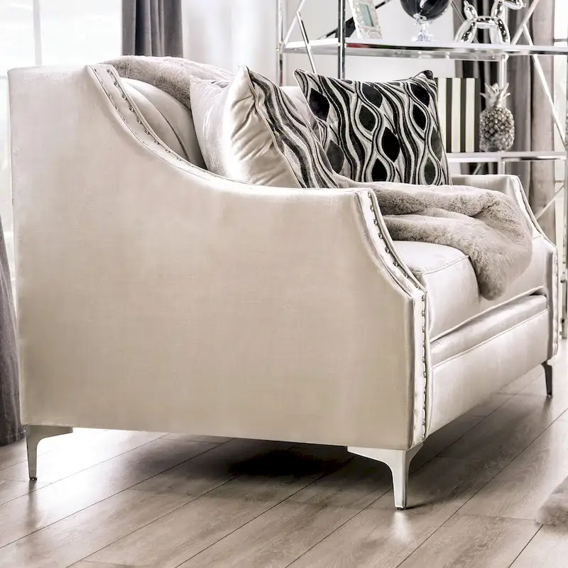 Vynn Transitional Solid Wood Padded Loveseat by Furniture of America