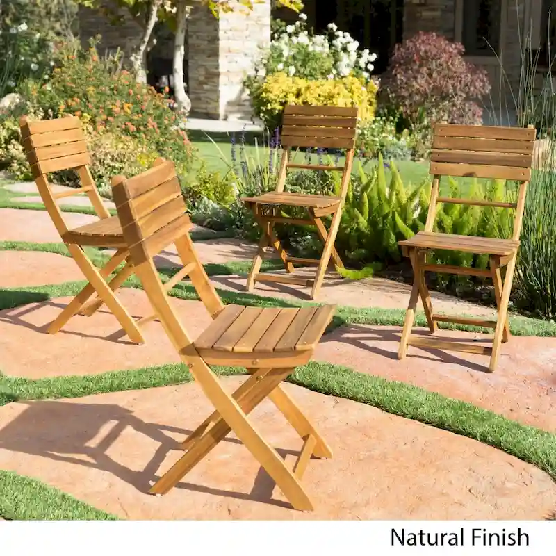 Positano Outdoor Acacia Wood Folding Dining Chair (Set of 4) by Christopher Knight Home