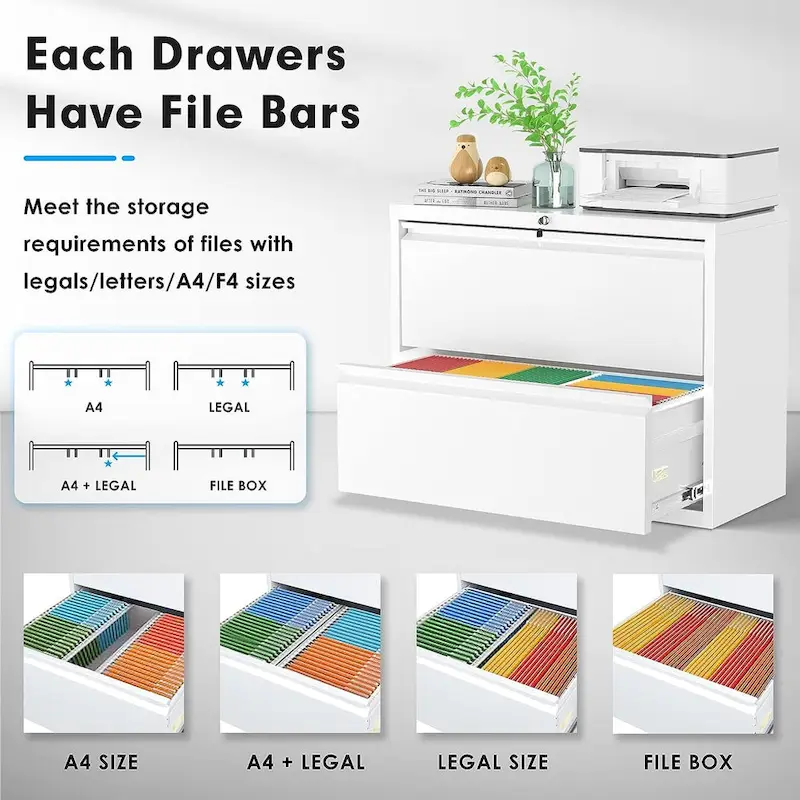36 W 2 Drawer Metal Lateral File Cabinet with Lock