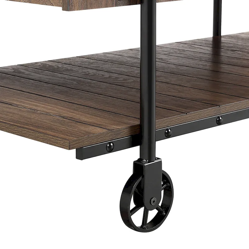 Farmhouse Steel 2-Piece Coffee Table Set with Shelf