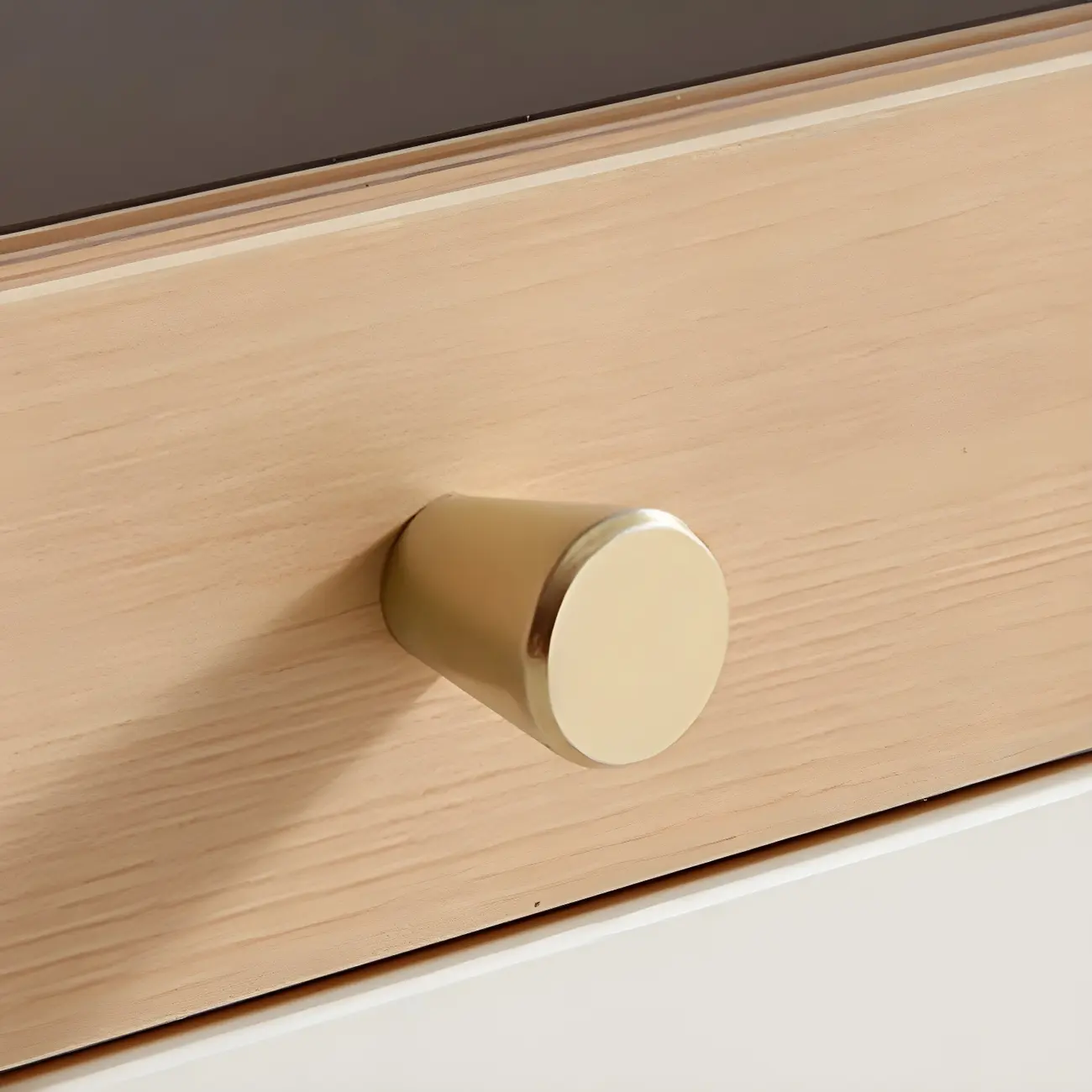 Durable Natural Finish Light Wood and Glass Drawers Dresser