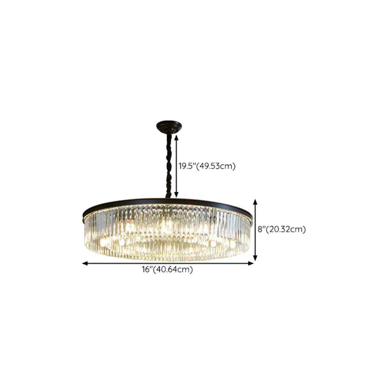 Adjustable Black Round Modern Crystal Chandelier