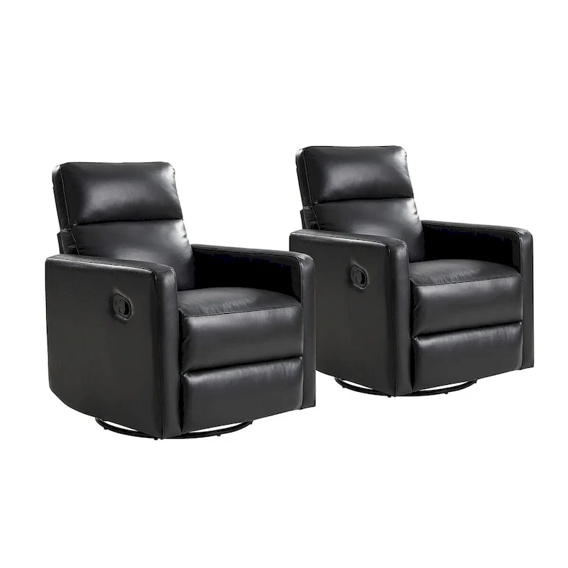 Josefa Modern Genuine Leather Swivel Rocker Recliner Set of 2 by Hulala Home