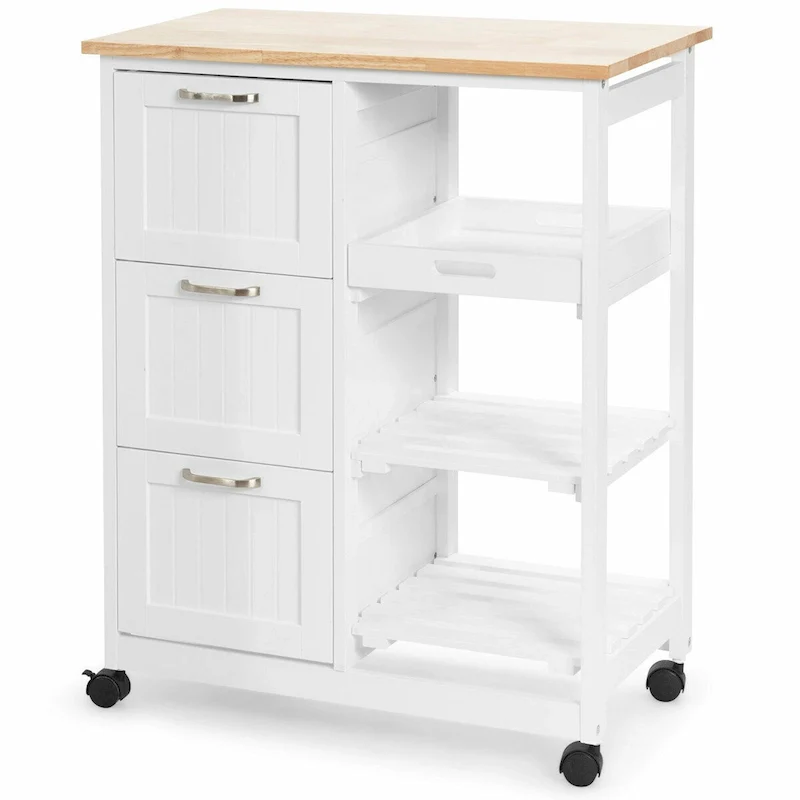 Rolling Kitchen Storage Cart with Large Storage Drawers and Shelves