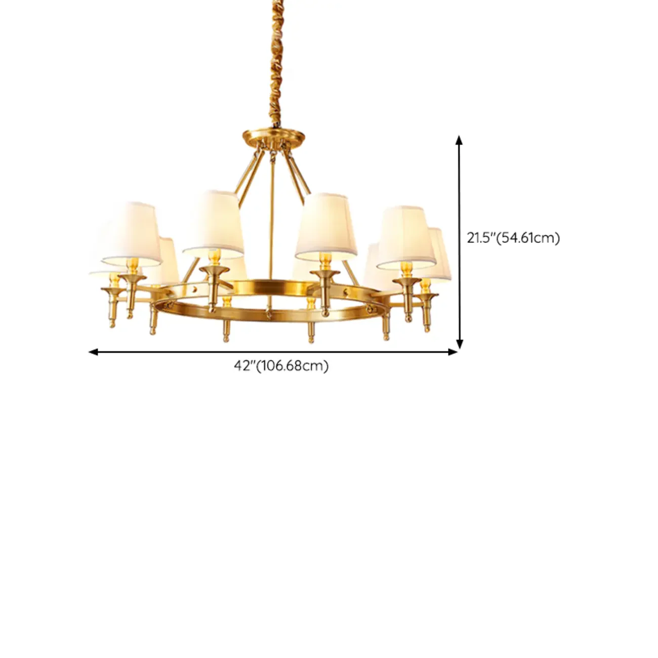Multi-light Elegant Gold Chandelier with Fabric Shade
