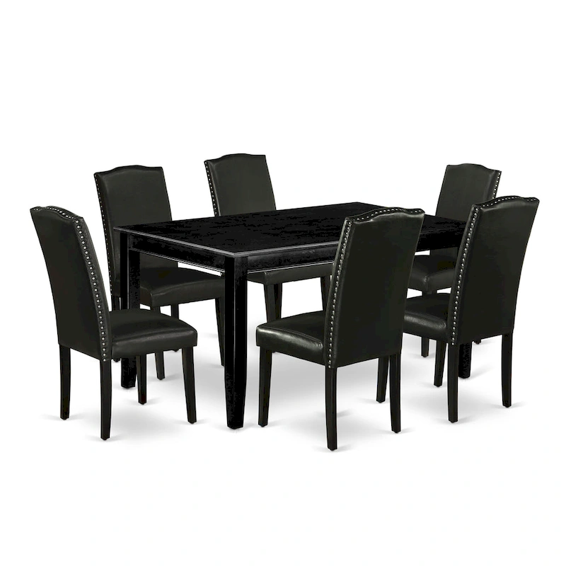 East West Furniture Dining Room Table Set- a Rectangle Kitchen Table and Black Faux Leather Dining Chairs, Black(Pieces Option)
