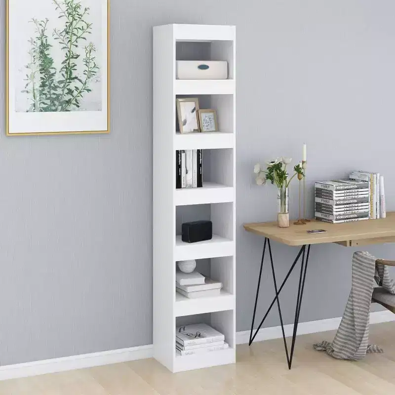 vidaXL Book Cabinet White Engineered Wood 15.7x11.8x77.9 in