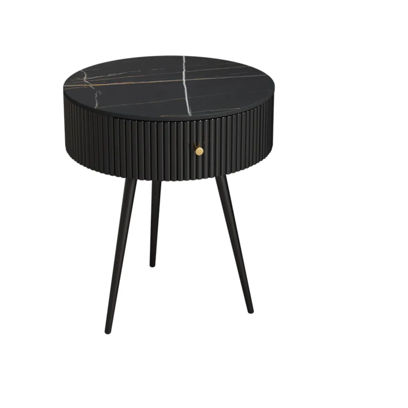 Modern Sintered Stone Top Round Drawer Tripod Nightstand