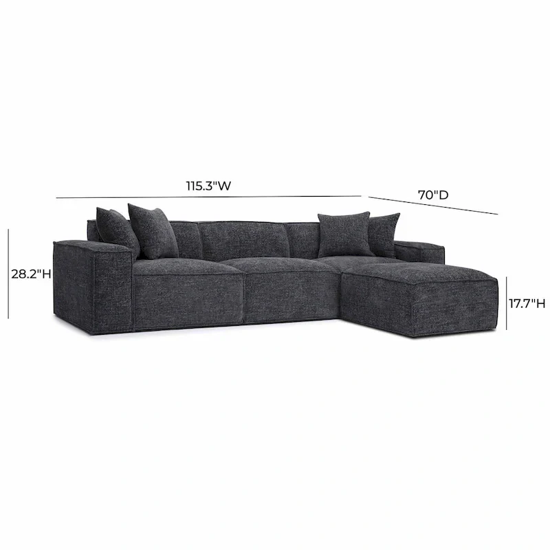 Mindy Chenille Basketweave Modular Sectional - 115.3W x 70D x 28.2H