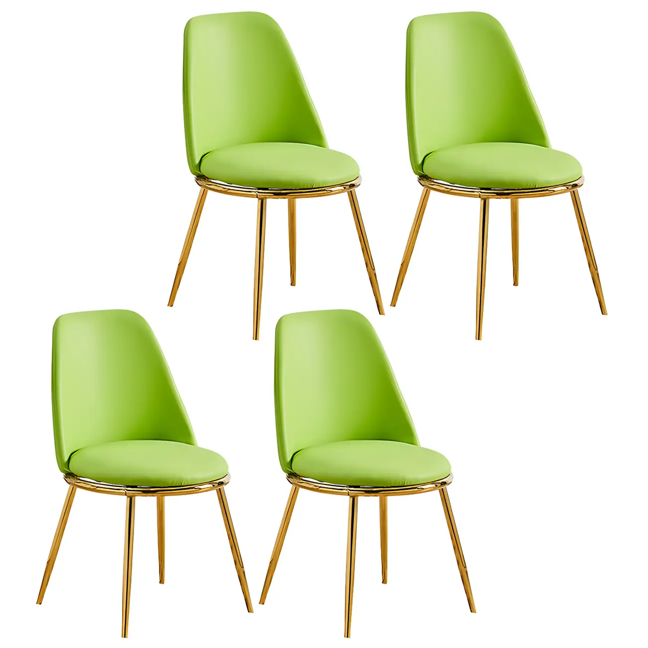 Glam Scandinavian Leather Armless Dining Chairs Metal Frame