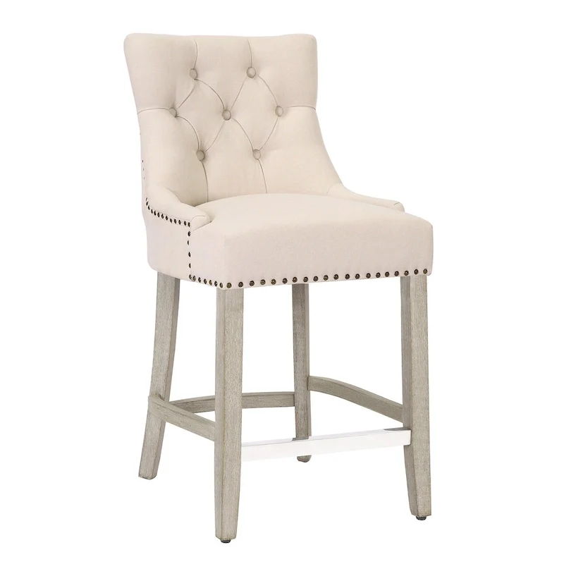 Upholstered Button Tufted Counter Bar Stool