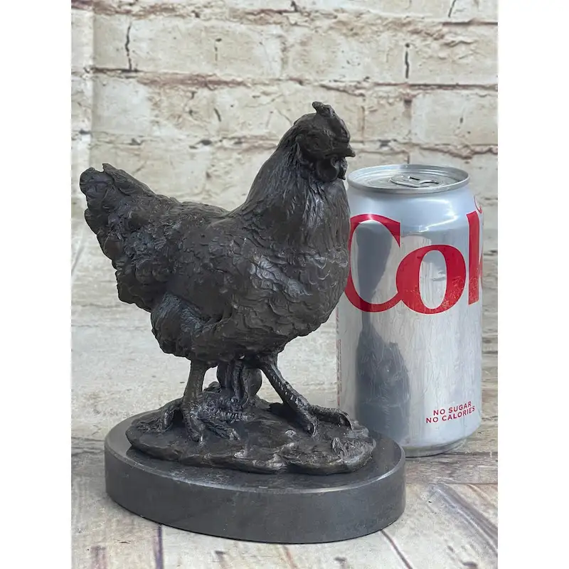 Lucky Chicken Rooster Chanticleer Bronze Statue Sculpture Statue Art 7 Inches X 5 Inches