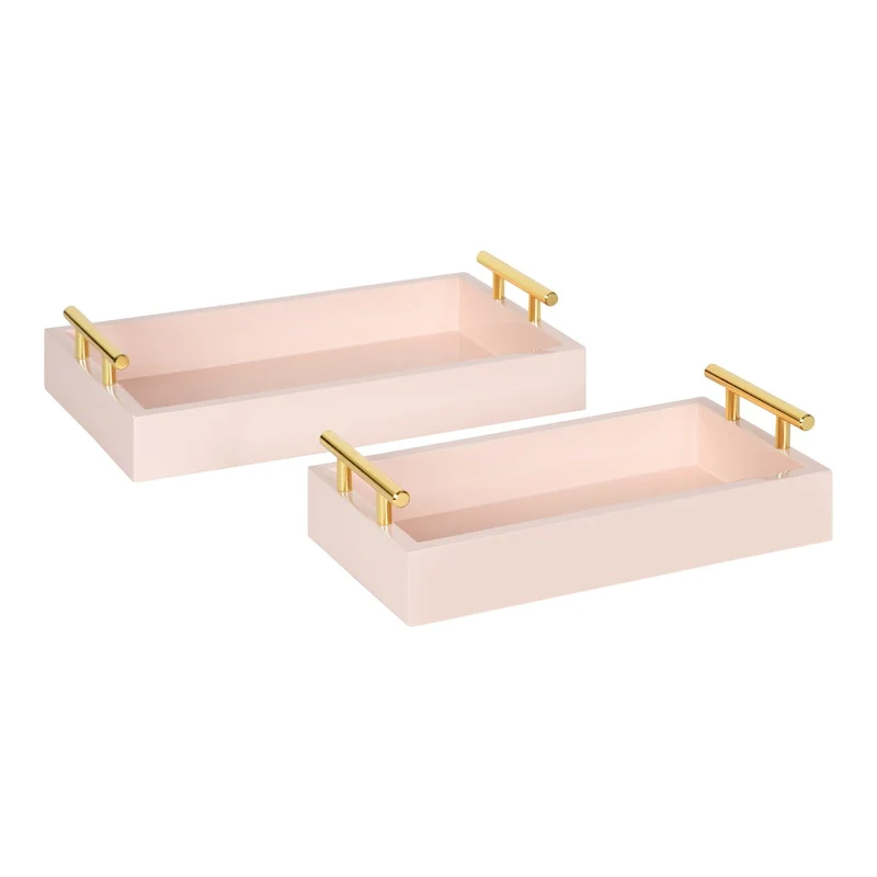 Kate and Laurel Lipton Rectangle Wood Tray Set - 2 Piece
