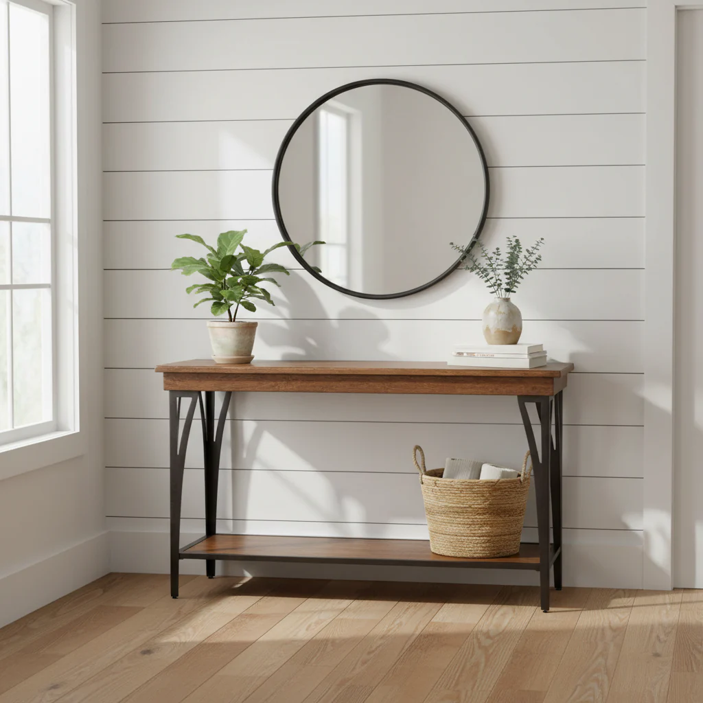 The Copper Finish 1-shelf Sofa Table