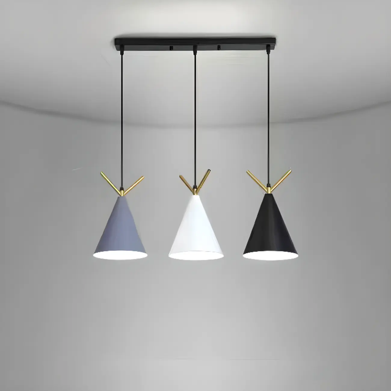 Modern Ferruginous 3-Light Metal Geometric Kitchen Pendant