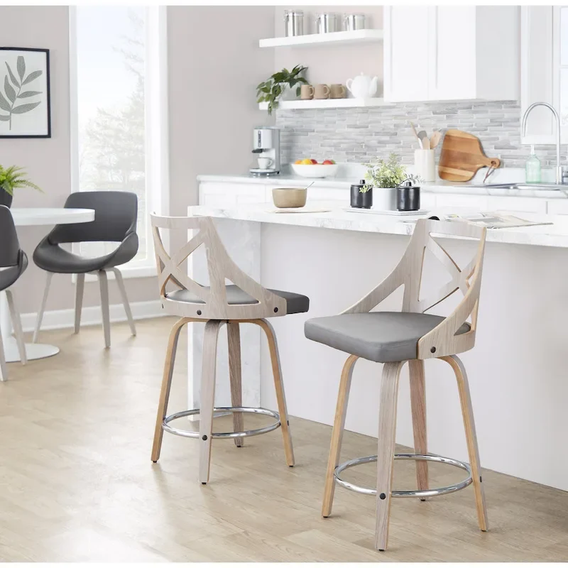 The Gray Barn Charlotte 24  Fixed-Height Counter Stool with Bent Wood Legs (Set of 2)