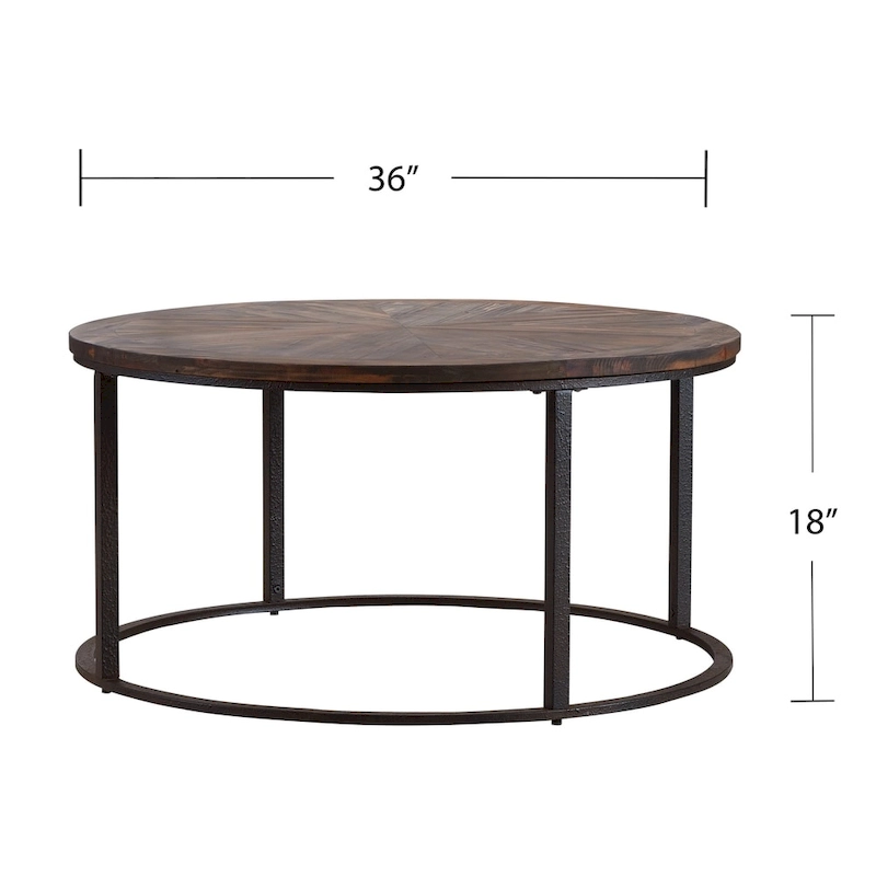 SEI Furniture Darren Modern Rustic Farmhouse Reclaimed Wood Round Coffee Table