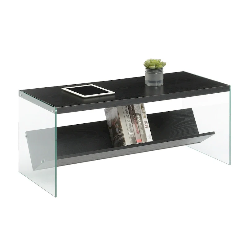 Convenience Concepts SoHo Glass Coffee Table with Shelf