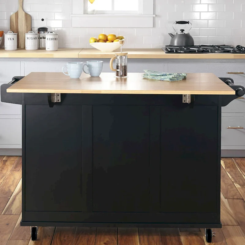 Homestyles Dolly Madison Black Wood Kitchen Cart - N/A