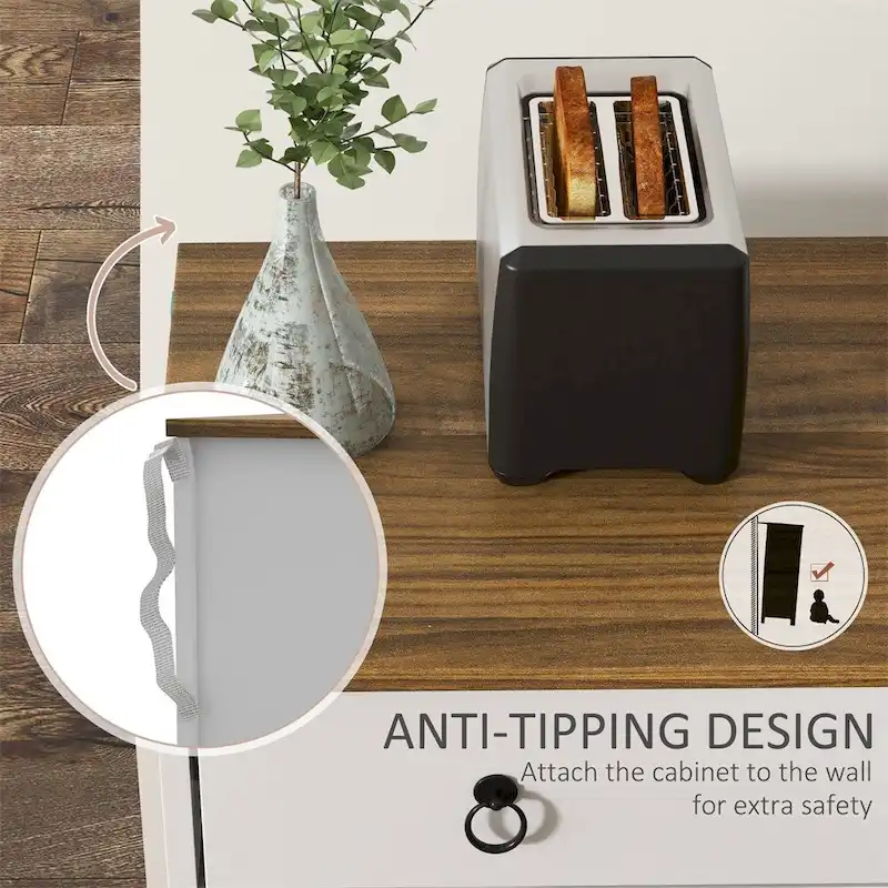 Farmhouse Buffet Cabinet with 2 Drawers and Adjustable Shelves - N/A