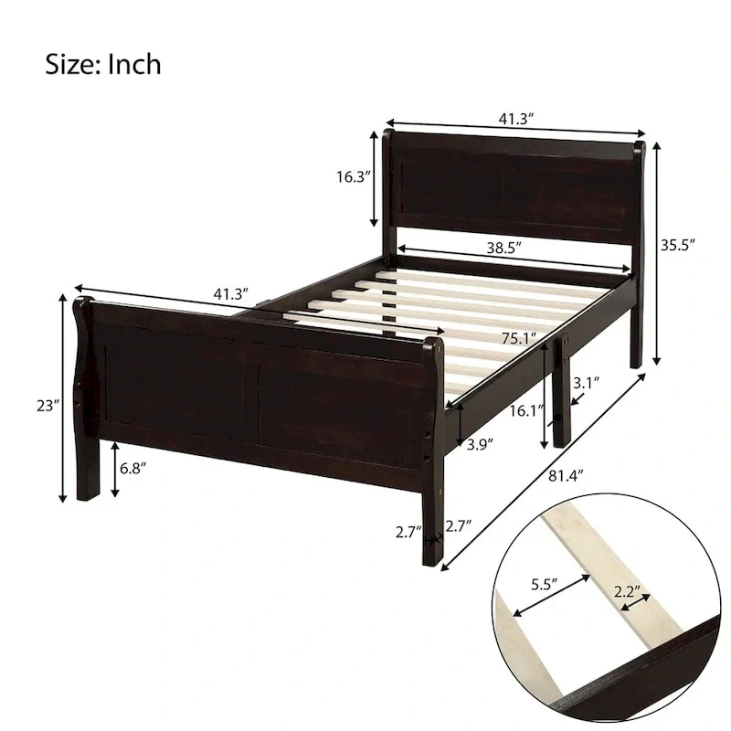 Wood Twin Frame Bed