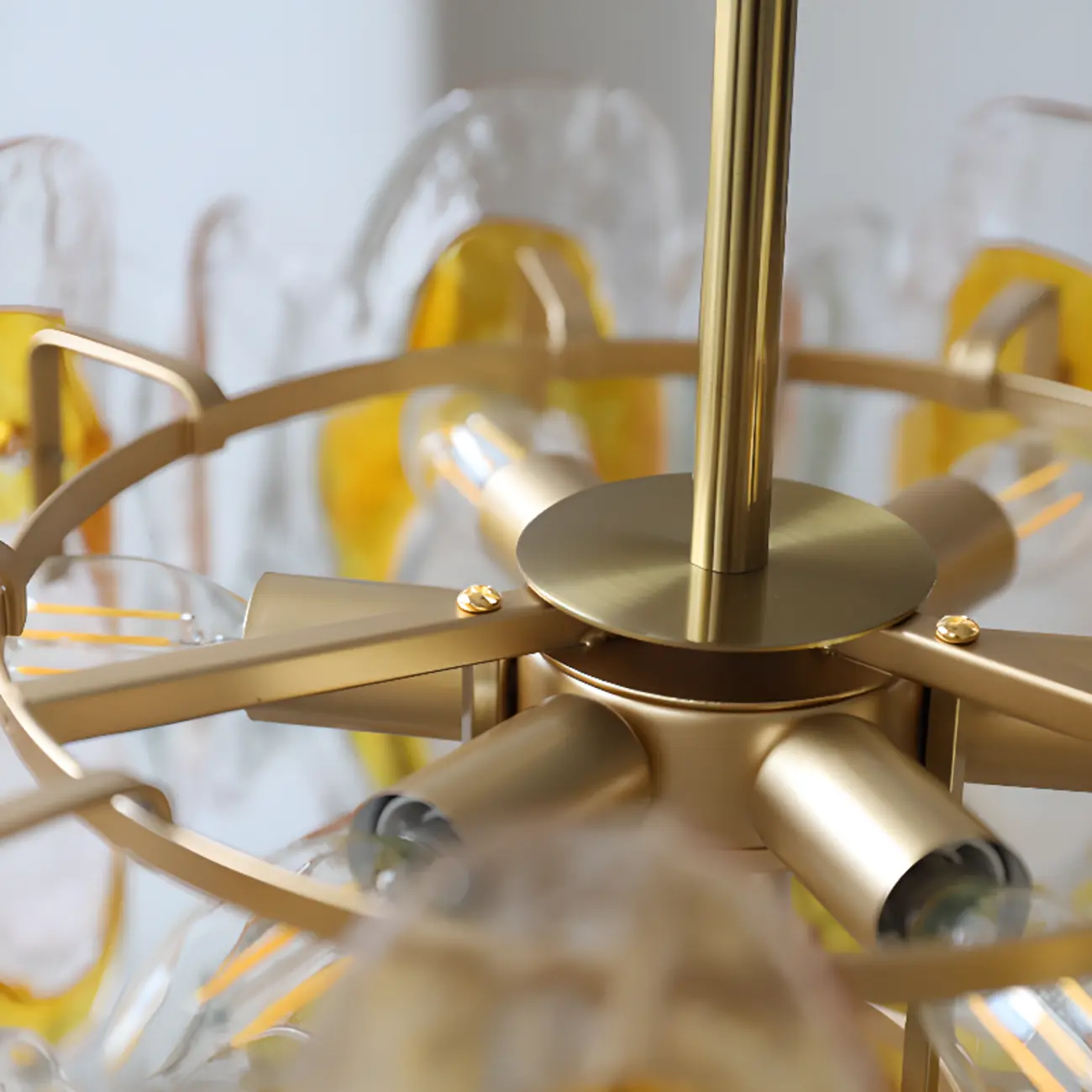 Gold Crystal Glass Flower Modern Linear Chandelier