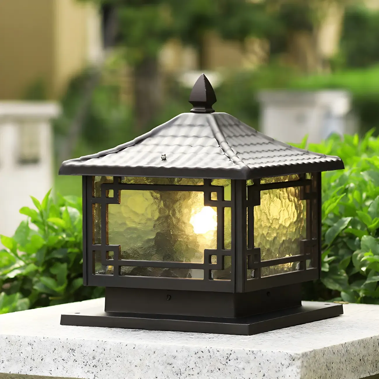 Oriental Traditional Black Solar Outdoor Post Lights