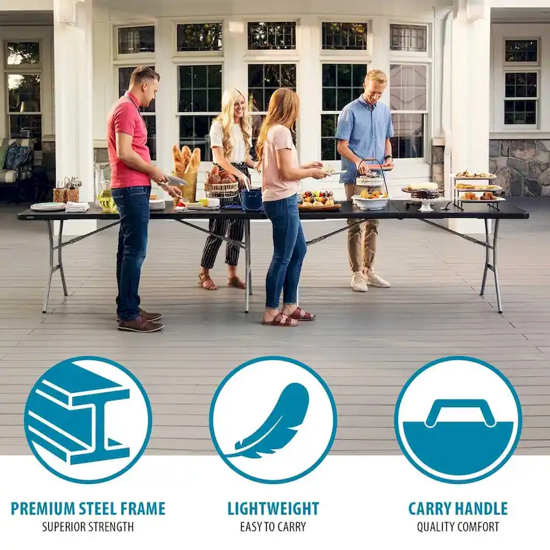 6-Foot Fold-In-Half Table, Black (Light Commercial)