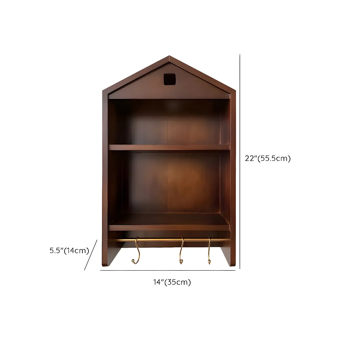 Classicial House-shaped 2 Shelves Floating Wood Display Cabinet