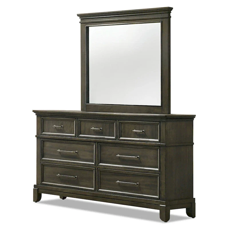 Evva Traditional Grey Wood 6-Piece Panel Bedroom Set