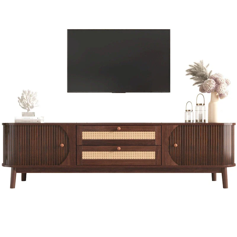 Modern Farmhouse Rattan TV Stand