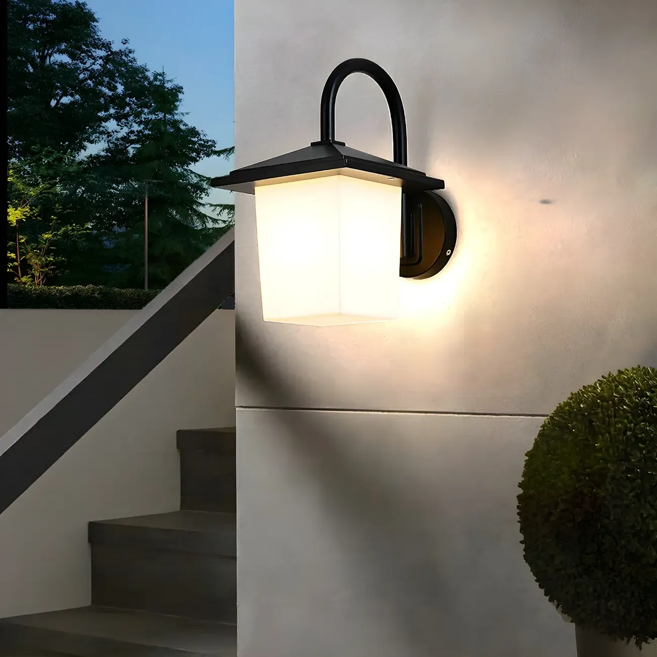Mini Modern Outdoor Wall Light LED Square Plastic Shade