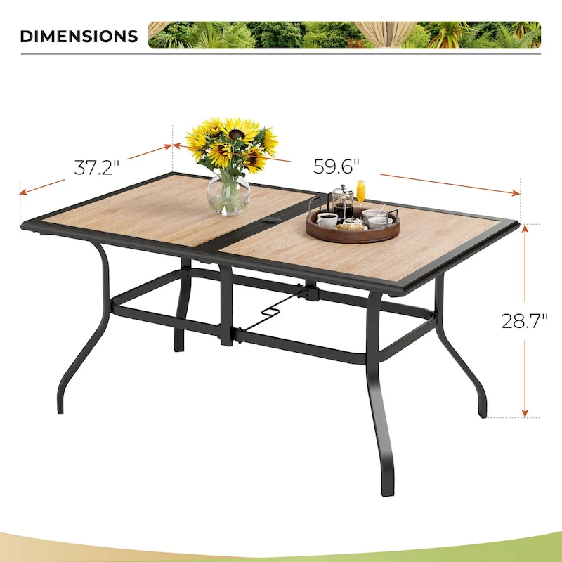 MAISON ARTS 7 Pieces Patio Dining Set with 2 Swivel Garden Chairs with Cushion, 4 Steel Chairs, 1 Rectangle Table