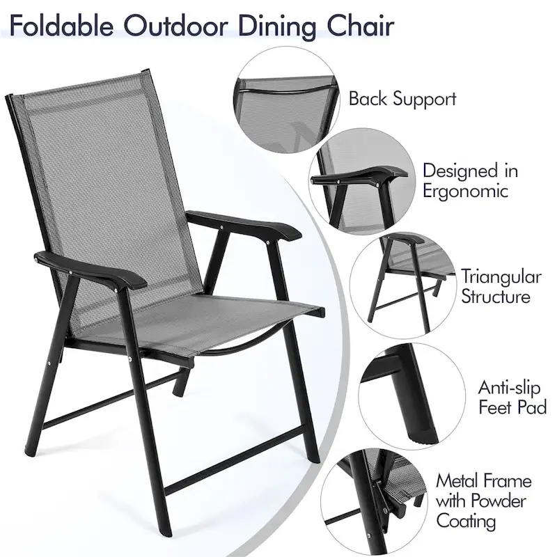 Yaheetech 4pcs Folding Dining Chairs Patio Dining Chairs with Backrest and Armrests