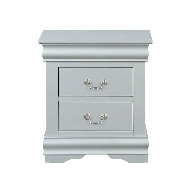 Solid Wood 2-Drawers Nightstands with Metal Handle