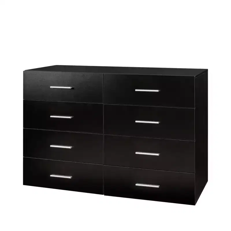 Karl Home 8-Drawer Black Particle Board 47.24in. W Chest of Drawer
