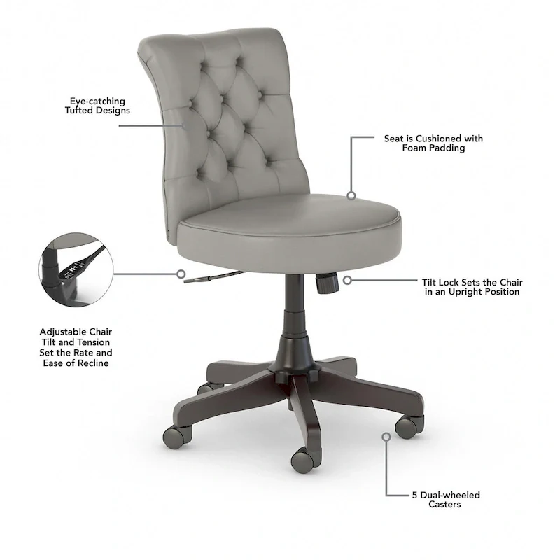 Key West Mid Back Tufted Office Chair by Bush Furniture