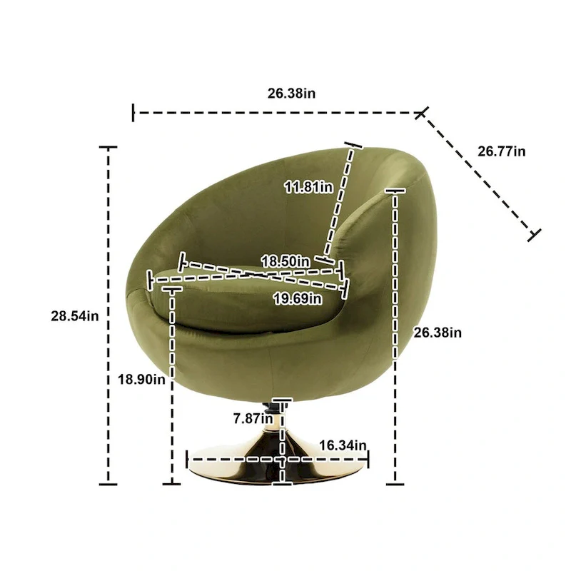 HOMEFUN Velvet 360 Degree Swivel Right Cuddle Barrel Accent Chairs