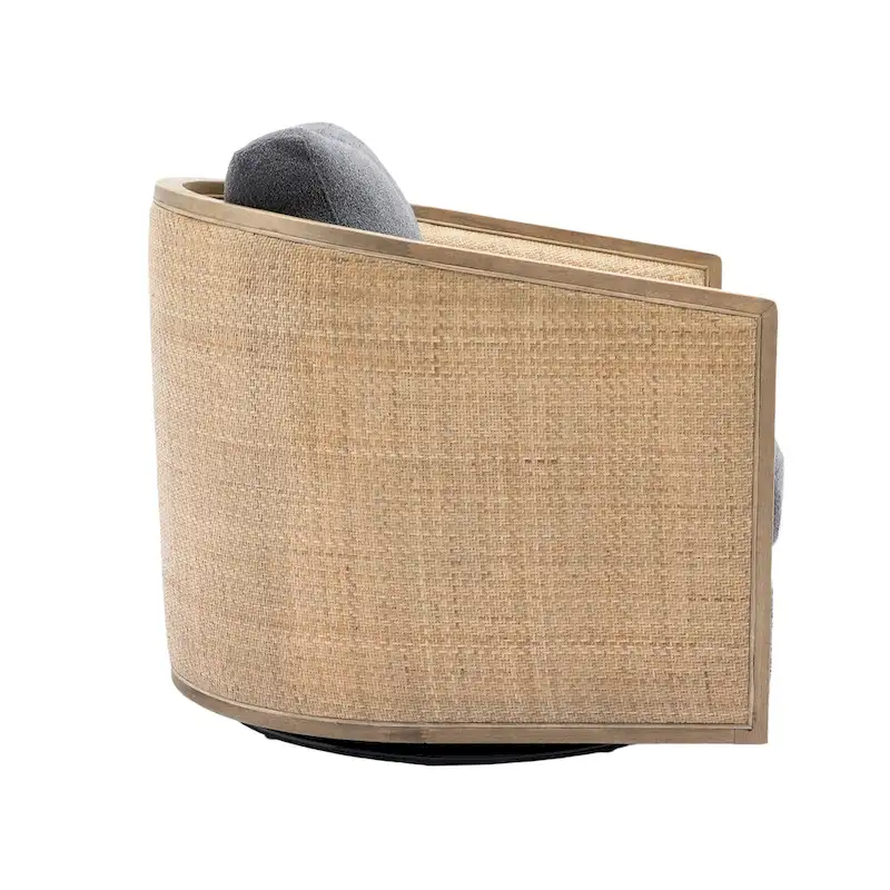 Carbon Black 30.12 Upholstered 360 Swivel Barrel Chair with Sturdy Hardwood Frame