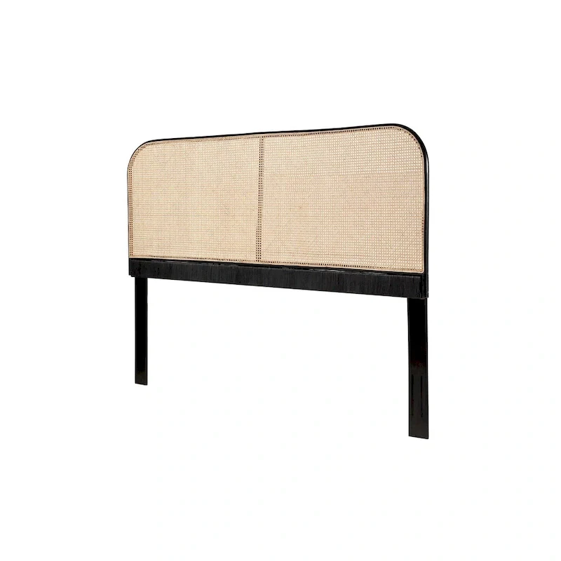 East Indie Cane and Teak Headboard