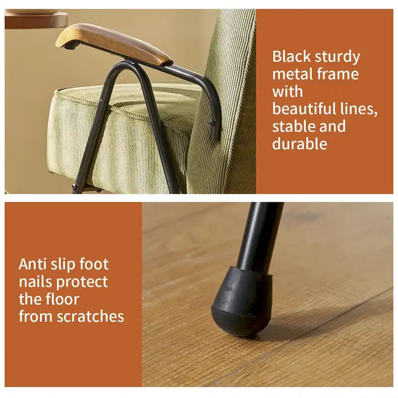 Green Modern 20 High Back Upholstered Accent Chair with Metal Legs