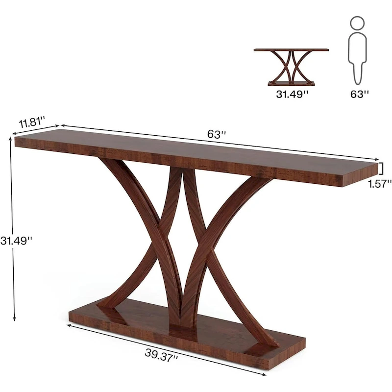 63 Farmhouse Console Table, Sofa Table Wood Entryway Table Accent Table