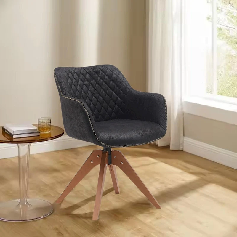 Suede Swivel Armchair Office Accent Arm Chair